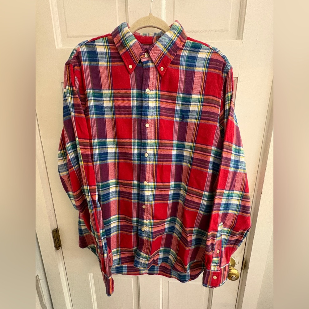 Ralph Lauren Men's Red Plaid Button-Down Shirt - Picture 3 of 6
